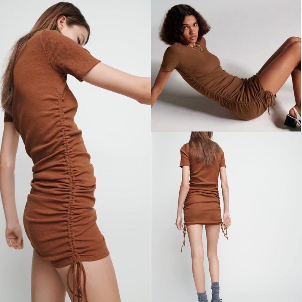 Zara Ruched Ribbed Dress